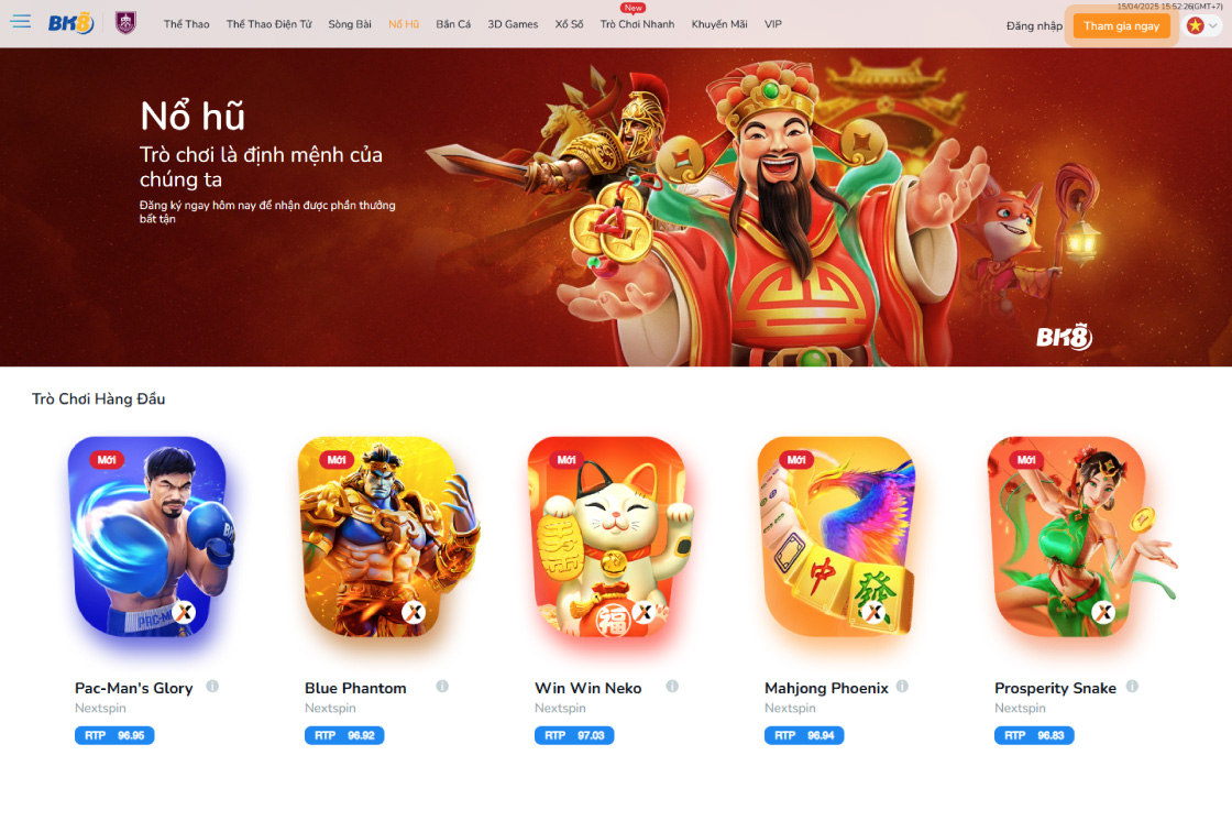BK8 game nổ hũ uy tín nhất